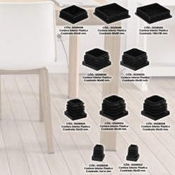 Contera Interior Plastico Cuadrada 60x60 mm, Color Negro, Bolsa 50 Unidades, Contera Mesa, Silla, Muebles, Estanteria