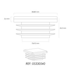 Contera Interior Plastico Cuadrada 80x80 mm, Color Negro, Bolsa 25 Unidades, Contera Mesa, Silla, Muebles, Estanteria