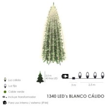 Guinalda Luces Navidad 1340 Leds Cascada Cubrearbol Blanco Calido, Ip44, Luz Navidad Interiores y Exteriores