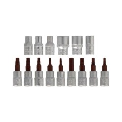Llave Dinamometrica 1/4" Con 9 Puntas Hexagonales y 5 Vasos, Llave De Torque Camiones, Coches, Motos, Micro Ajustes, Acero CRV