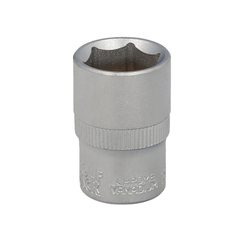 Llave Vaso 1/2" Hexagonal 19 mm, Perfil de 6 caras, Acero Cromo Vanadio, Aristas Redondas