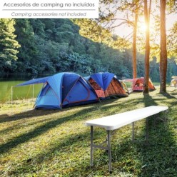 Banco Plegable Multifuncional, Portatil, Resistente,Multiusos 183x28x44 cm, Color Blanco