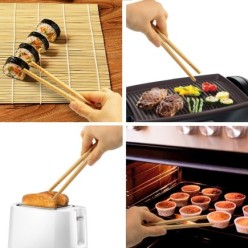 Pinzas De Cocina de Bambu Natural 20 cm,