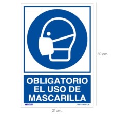 Cartel Obligatorio el Uso de Mascarilla 30x21 cm,