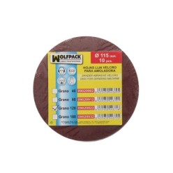 Lija Recambio Velcro Amoladora Ø 115 mm, Grano 120 (10 Piezas)