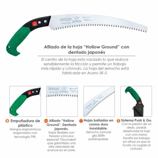 Serrucho Samurai Curvo Mango TPR 330 mm, al por Mayor | Almacén de Ferretería