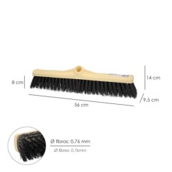 Cepillo Barrendero Industrial Fibra Rigida PVC, Soporte Polipropileno 50 cm, (Sin Mango)