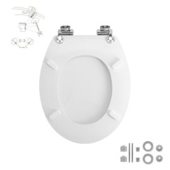 Tapa Wc Universal Blanca Caida Amortiguada, Asiento Inodoro, Cierre Lento, Bisagras Ajustables,