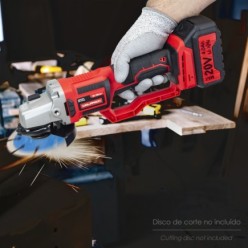 Amoladora A Bateria 20 Volt, Con Bateria 4,0 Ah, Ø 115 mm, 7,000 R,P,M, Mango 3 Posiciones Eje M14 Protector Disco Ajustable