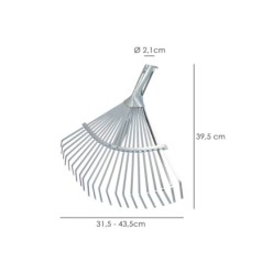Rastrillo Metalico Para Jardin Ancho Regulable 31,5 A 43,5 cm, rastrillo Hojas, Cepillo Jardin, Escoba Metalica, Escoba Jardin