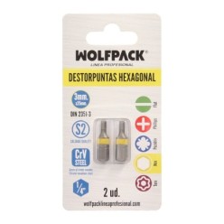 Puntas Destornillador Hexagonal 3,0 mm, (2 Piezas), Acero S2 al Cromo Vanadio, Puntas Hexagonales, Destorpuntas,