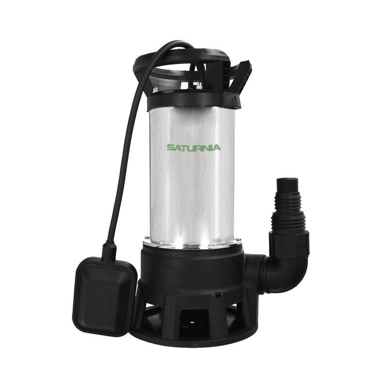 Bomba Aguas Sucias Sumergible Inoxidable 1,300 W, 25,000 lts/hora, Profundidad 7 Mts, Elevación 11 mts, Particulas max, Ø 38 mm,