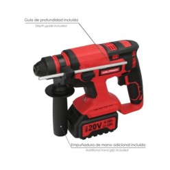 Martillo SDS PLUS A Bateria 20 Volt, Con Bateria 4,0 Ah, 1,400 R,P,M, 3 Funciones Cincelar, Perforar y Perforar con Martillo