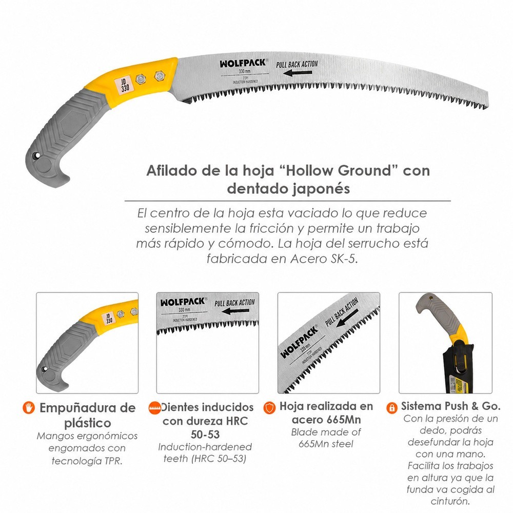 Serrucho Podar Curvo Mango TPR JD 330 mm, al por Mayor | Almacén de Ferretería