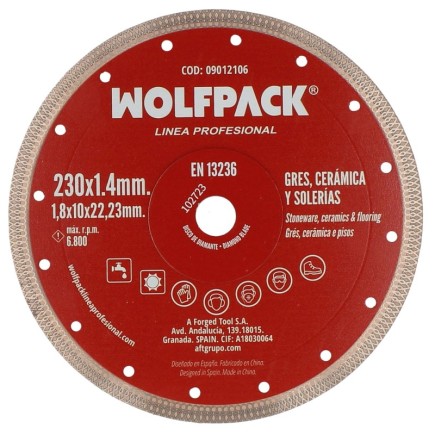 Disco Diamante Ø 230 mm, Porcelanicos, Gres, Ceramica, Solerias, Segmento Diamantado 10 mm,