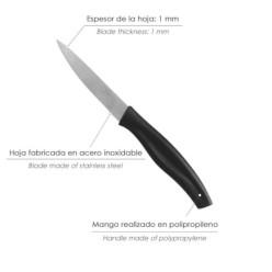 Cuchillo Nuuk Mondador Hoja Acero Inoxidable 9 cm, Negro (1 Unidad)