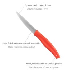 Cuchillo Nuuk Mondador Hoja Acero Inoxidable 9 cm, Rojo (1 Unidad)