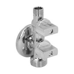 Llave De Escuadra Doble Salida 3/4" y 3/8", Entrada De 1/2", Llave De Paso Doble, Llave Angular Doble, Toma Lavadora Doble,