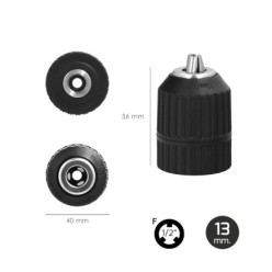 Portabrocas Sin Llave Nylon 1/2" Hembra Ø 13mm,  Sin Llave Portabrocas, Autoajustable
