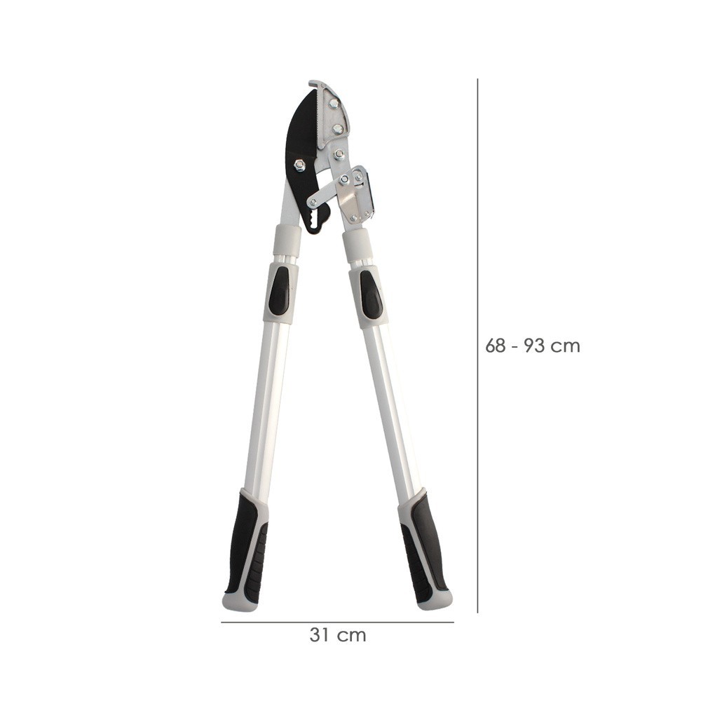 Tijeras Podar 2 Manos Yunque, Telescopica de 68 a 95 cm, Mango Aluminio Multiplicador Fuerza, Corte Ø 35 mm, Empuñadura TPR al p