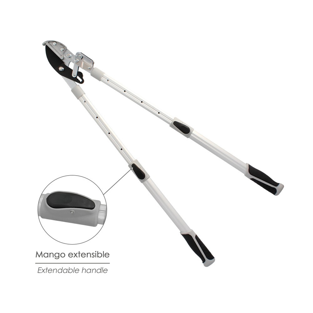 Tijeras Podar 2 Manos Yunque, Telescopica de 68 a 95 cm, Mango Aluminio Multiplicador Fuerza, Corte Ø 35 mm, Empuñadura TPR al p