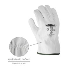 Guantes De Trabajo De Piel Flor De Vacuno, Proteccion Laboral, Riesgos Mecanicos, Guantes De Seguridad De Cuero, Talla 8" (Par)