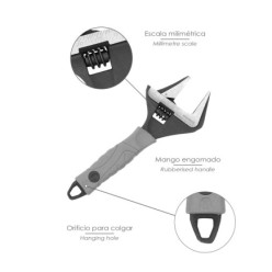 Llave Ajustable Gran Apertura Compact, Cromo Vanadio 6" Llave Inglesa, Llave De Expansion, Llave Gran Apertura