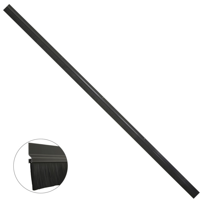 Burlete Para Puertas De Garaje Aluminio Negro Con Cepillo 2,5 m, Cepillo De Puerta, Burlete Garaje, Burlete Cepillo Cochera