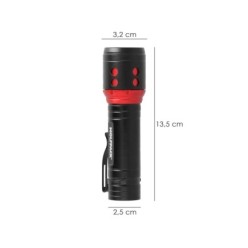Linterna LED De Mano Mini Aluminio Recargable USB (1,200 mah) 500 Lumenes 5 Watt, Con Función Zoom y Clip Sujeción