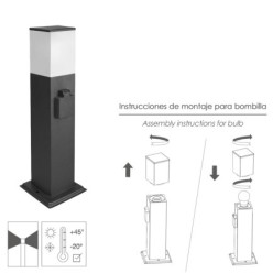 Poste Baliza Jardin Ip44 Con Enchufe Negro