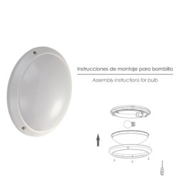 Lampara Plafon Interiores / Exteriores IP45 Portalamparas E27 Ø 27 x 9,5 cm,
