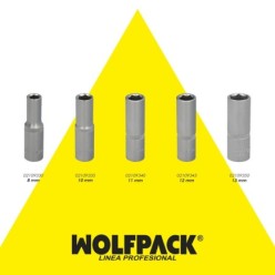 Llave Vaso 1/4" Hexagonal Larga 13 mm, Perfil de 6 caras, Acero Cromo Vanadio, Aristas Redondas