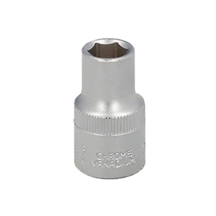 Llave Vaso 1/2" Hexagonal 12 mm, Perfil de 6 caras, Acero Cromo Vanadio, Aristas Redondas