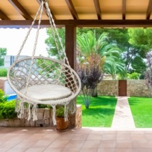Silla / Balancin Colgante En Algodon Beige Con Cojin Incluido, Ideal Para Jardines, Terrazas, Balcones
