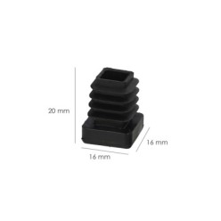Contera Interior Plastico Cuadrada 16x16 mm, Color Negro, Bolsa 200 Unidades, Contera Mesa, Silla, Muebles, Estanteria