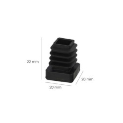Contera Interior Plastico Cuadrada 20x20 mm, Color Negro, Bolsa 200 Unidades, Contera Mesa, Silla, Muebles, Estanteria