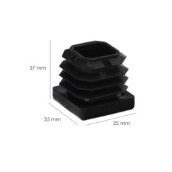 Contera Interior Plastico Cuadrada 25x25 mm, Color Negro, Bolsa 200 Unidades, Contera Mesa, Silla, Muebles, Estanteria