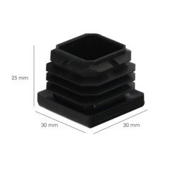 Contera Interior Plastico Cuadrada 30x30 mm, Color Negro, Bolsa 200 Unidades, Contera Mesa, Silla, Muebles, Estanteria