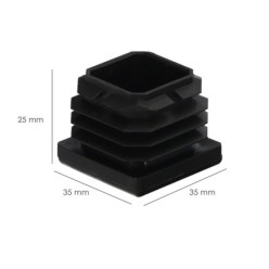 Contera Interior Plastico Cuadrada 35x35 mm, Color Negro, Bolsa 200 Unidades, Contera Mesa, Silla, Muebles, Estanteria