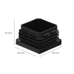 Contera Interior Plastico Cuadrada 40x40 mm, Color Negro, Bolsa 100 Unidades, Contera Mesa, Silla, Muebles, Estanteria