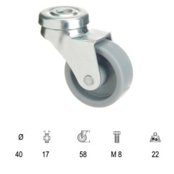 Rueda Polyamida Pasante   40 mm,