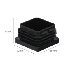 Contera Interior Plastico Cuadrada 50x50 mm, Color Negro, Bolsa 100 Unidades, Contera Mesa, Silla, Muebles, Estanteria