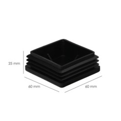 Contera Interior Plastico Cuadrada 60x60 mm, Color Negro, Bolsa 50 Unidades, Contera Mesa, Silla, Muebles, Estanteria