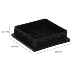 Contera Interior Plastico Cuadrada 80x80 mm, Color Negro, Bolsa 25 Unidades, Contera Mesa, Silla, Muebles, Estanteria