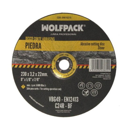 Disco Corte Abrasivo Piedra Ø 230 x Ø 22 mm, Espesor 3,2 mm, Disco Radial / Amoladora Universal Con Todas Las Amoladoras, al por