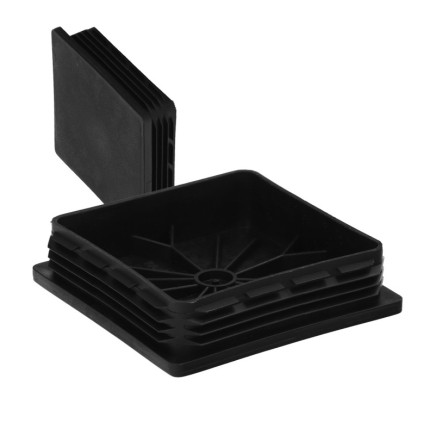 Contera Interior Plastico Cuadrada 100x100 mm, Color Negro, Bolsa 25 Unidades, Contera Mesa, Silla, Muebles, Estanteria