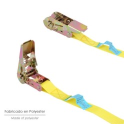 Cinta De Amarre Con Ratchet 4 metros x 25 mm, Trinquete Metalico Automatico, Cincha, Eslinga Mercancia, Correa Sujeción