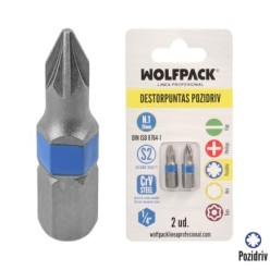 Puntas Destornillador Pozidriv Nº 1 (2 Piezas), Acero S2 al Cromo Vanadio, Puntas Hexagonales, Destorpuntas,