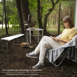 Banco Plegable Multifuncional, Portatil, Resistente,Multiusos 183x28x44 cm, Color Blanco