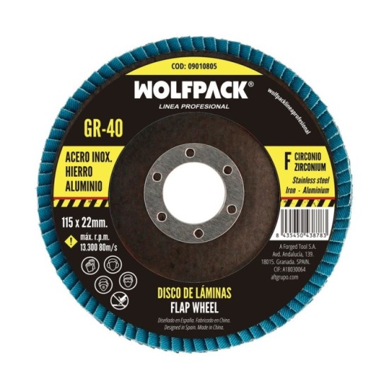 Disco Laminas Lija Circonio 115x22 mm, Grano  40 al por Mayor | Almacén de Ferretería
